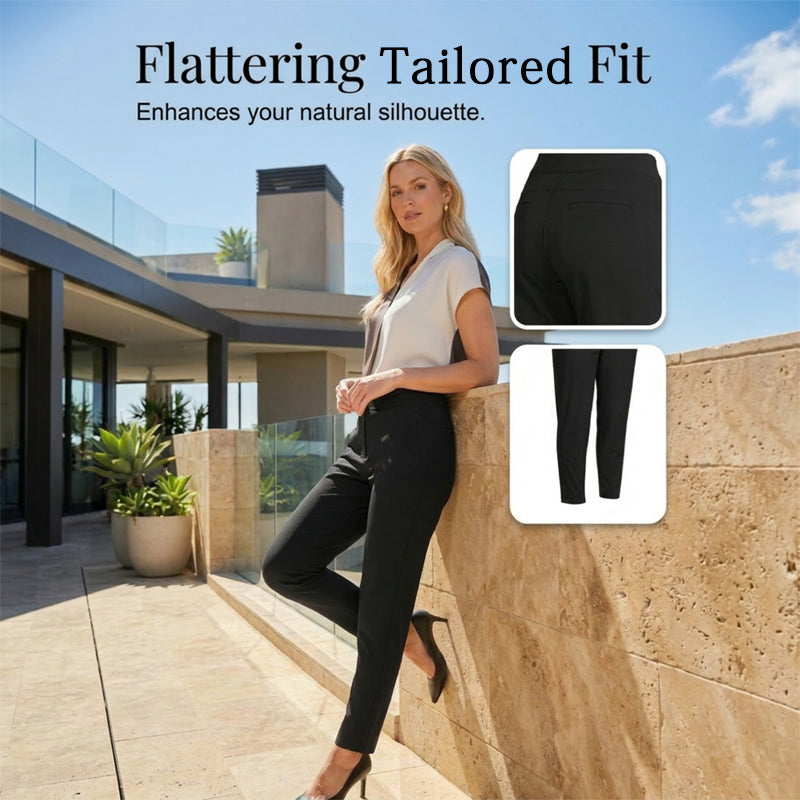 ⏳LIMITED OFFER 70%OFF🌞Women’s Fitted High-Waisted Zip-Pocket Trousers - 👖Lightweight, Breathable, Soft 26"/27" Ankle Pants with Zipper Pockets💕