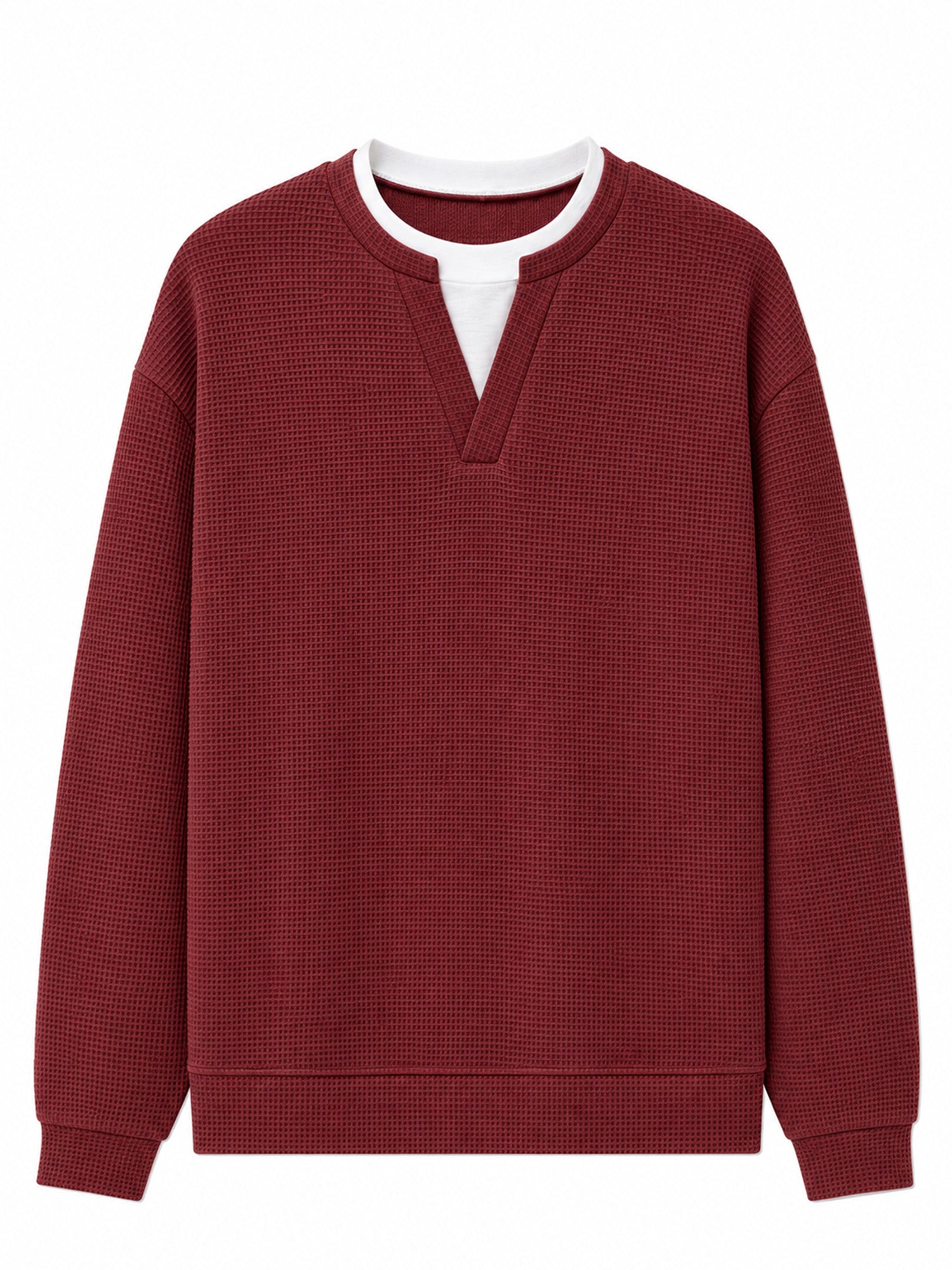 ✨ Timeless Comfort | Men's Textured Waffle Layered-Look Long-Sleeve Tee