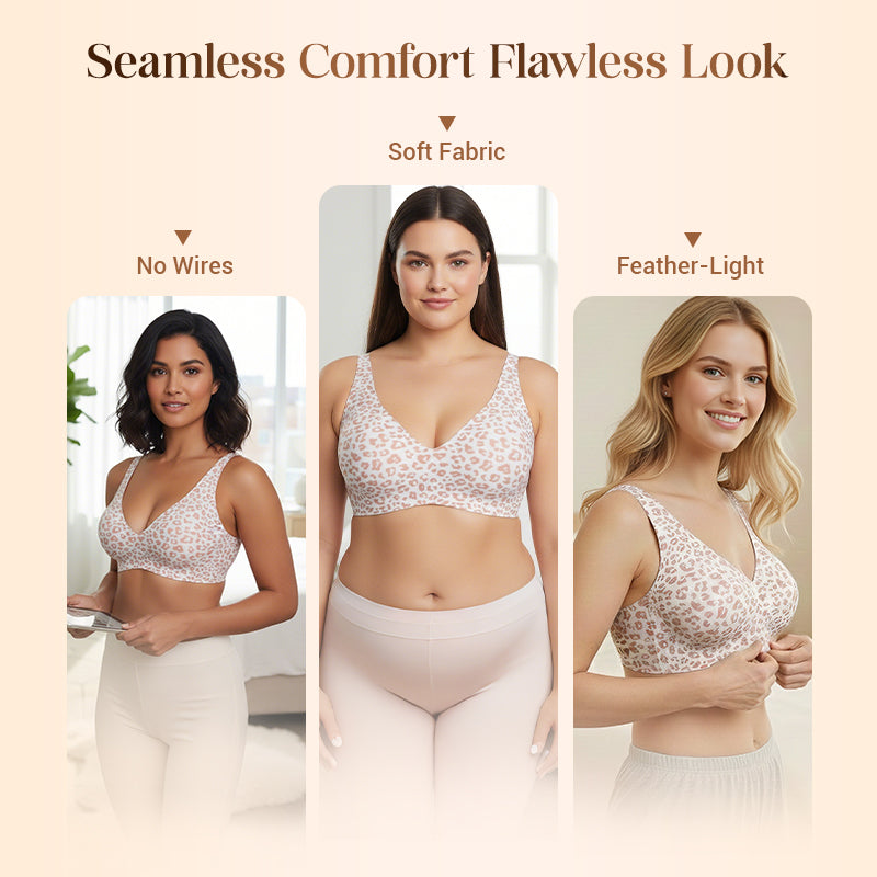💗LAST DAY Special Price £12.99!⚡50K+ SOLD!!💕 Jelly Wireless Womens Comfortable Wireless Bras Push Up Bralettes Seamless Tshirts Bras Deep V Everyday Bras