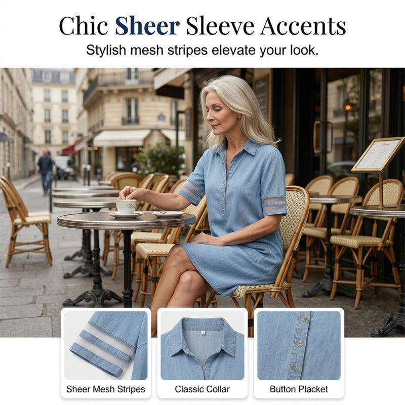 🎁Limited time 50% OFF⏳Blue Plain Collared Denim MIni Dress