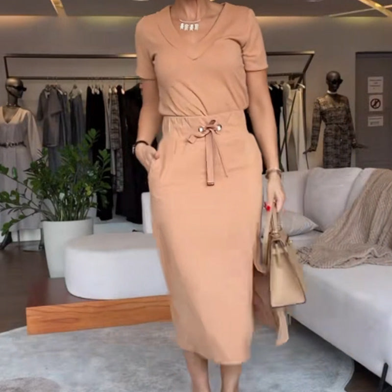 💕Limited Time 50% Off💕Women's V-Neck Top and Skirt Set