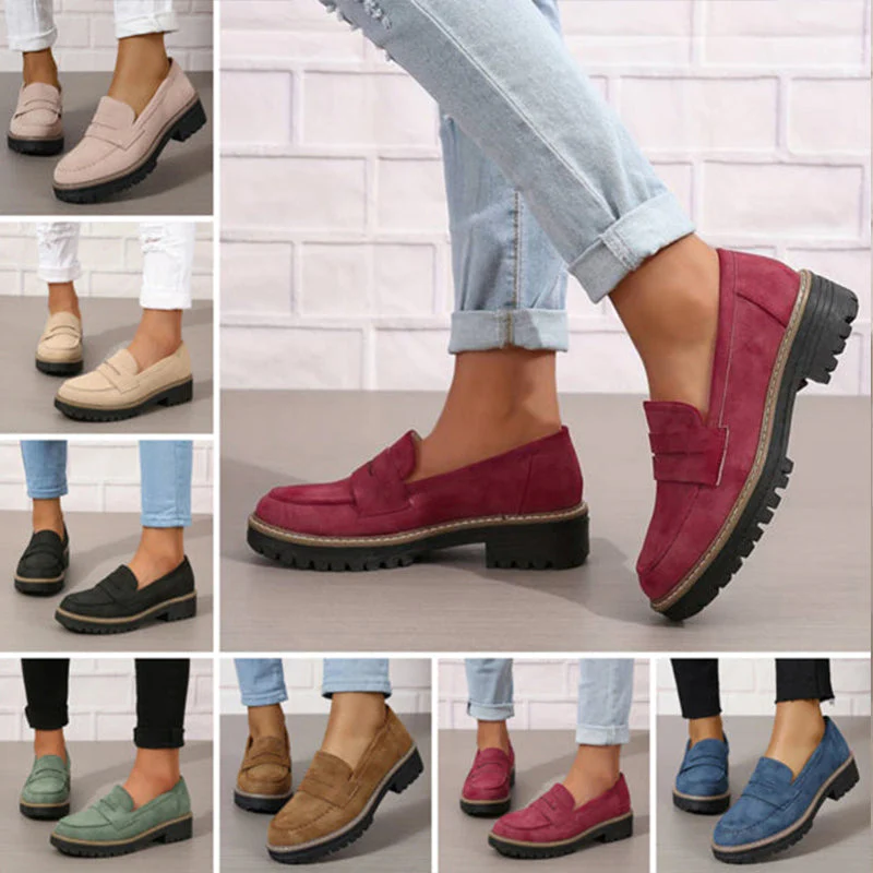 Women's Comfortable Chunky Slip On Platform Loafers