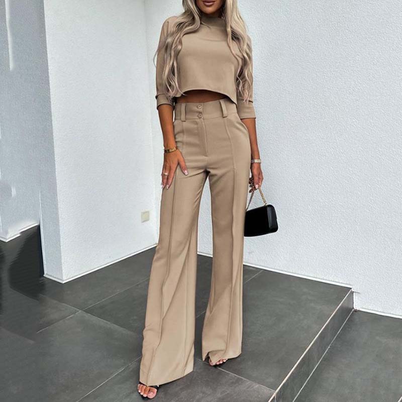⏳Time-Limited Special⏰Women's Elegant Crop Top & Wide-Leg Pants Set👖