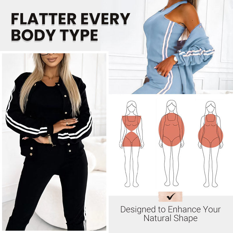 🔥Women's three-piece baseball jacket and pants set