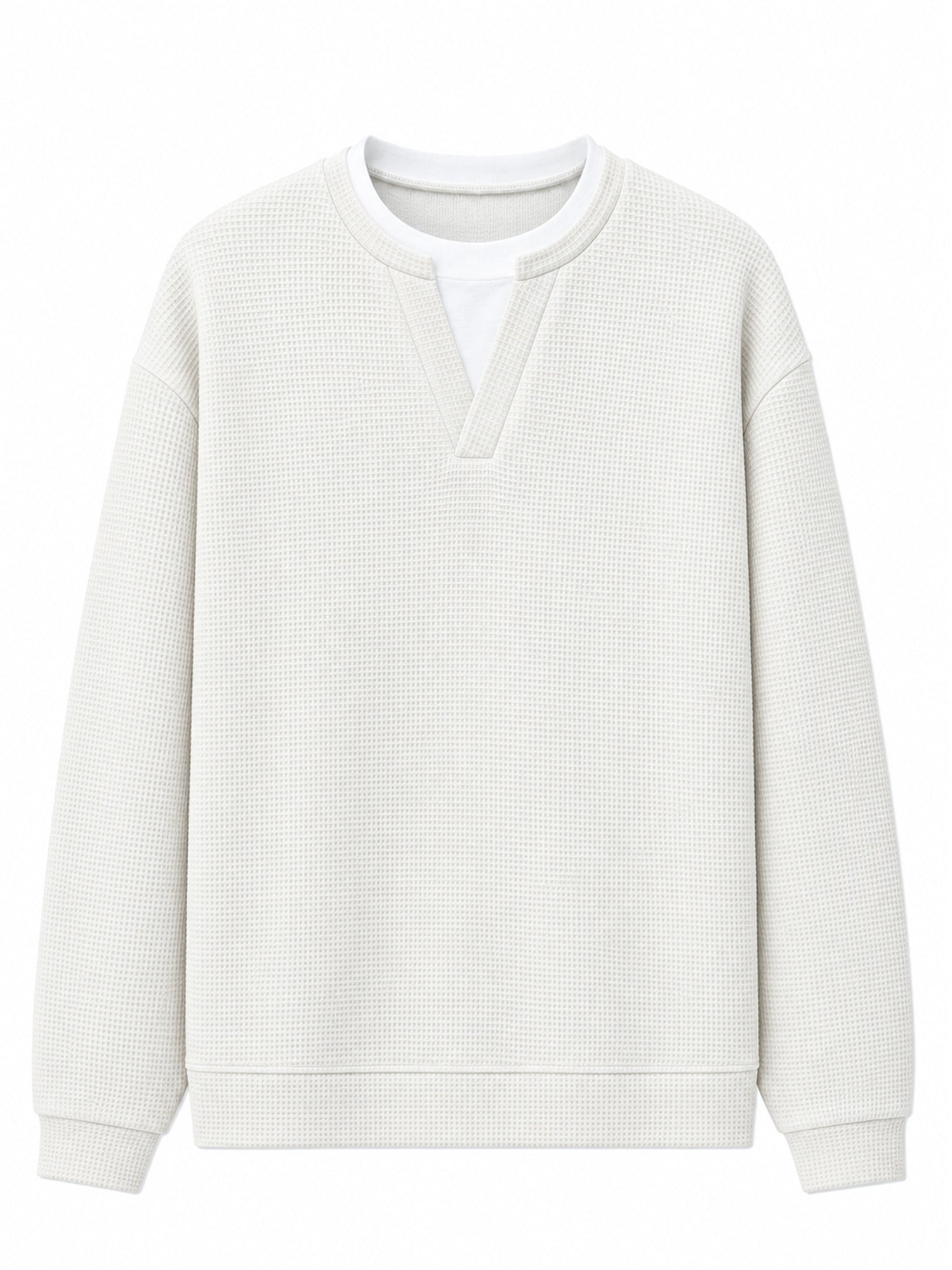 ✨ Timeless Comfort | Men's Textured Waffle Layered-Look Long-Sleeve Tee