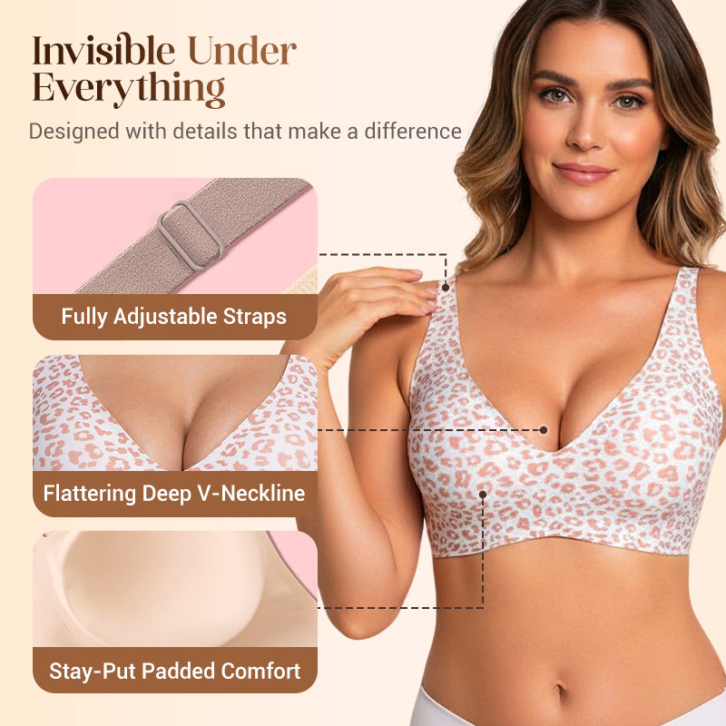💗LAST DAY Special Price £12.99!⚡50K+ SOLD!!💕 Jelly Wireless Womens Comfortable Wireless Bras Push Up Bralettes Seamless Tshirts Bras Deep V Everyday Bras