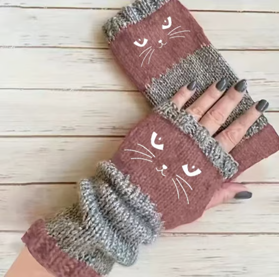 🎁Last Day Promotion 50% OFF🐱 Cute Women’s Knitted Cat Gloves — For Warm Hands & Free Fingers🧶