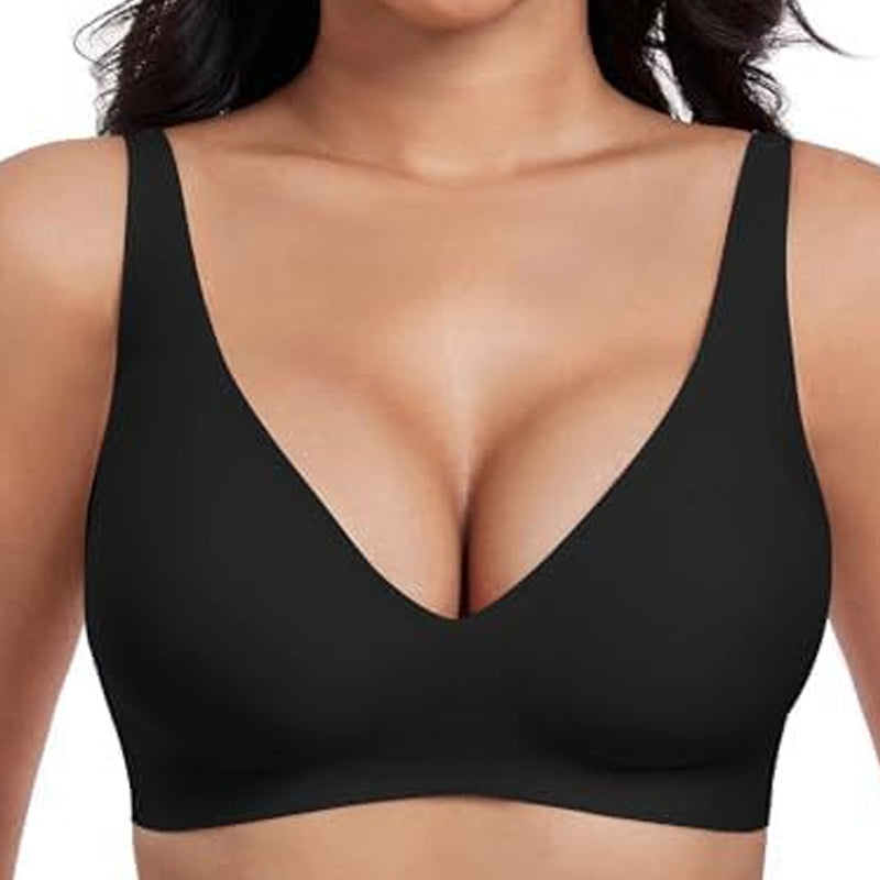💗LAST DAY Special Price £12.99!⚡50K+ SOLD!!💕 Jelly Wireless Womens Comfortable Wireless Bras Push Up Bralettes Seamless Tshirts Bras Deep V Everyday Bras