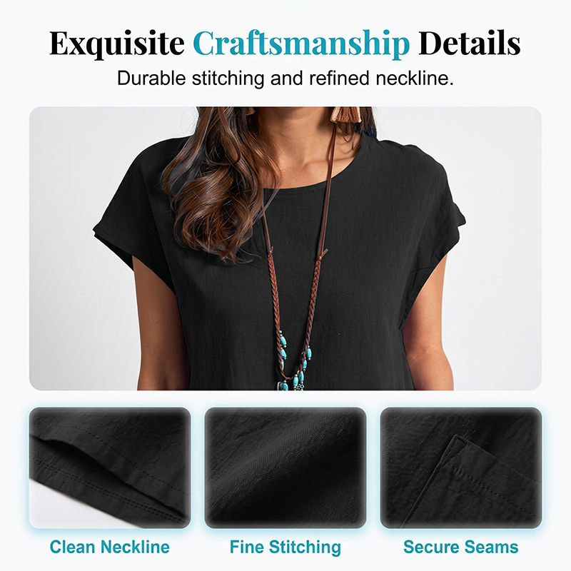 Women's Cotton Linen Loose Casual Pocket Dress