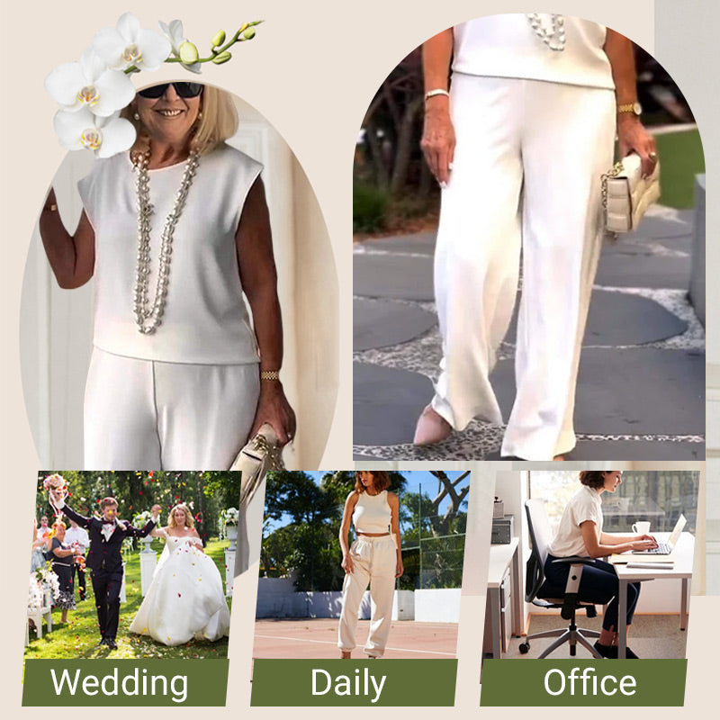 Women's Crew Neck Sleeveless Top and Pants Set