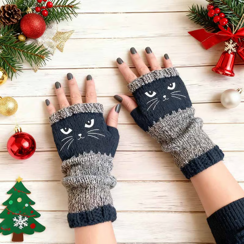 🎁Last Day Promotion 50% OFF🐱 Cute Women’s Knitted Cat Gloves — For Warm Hands & Free Fingers🧶