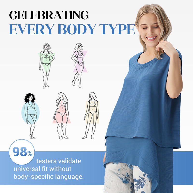 Women's Sleeveless Irregular Hem Top & Printed Pants Set