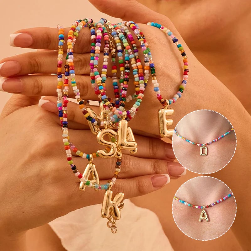 💜LAST DAY PROMOTION - 50%OFF💜 Letter Beaded Necklace for Women🔤A-Z