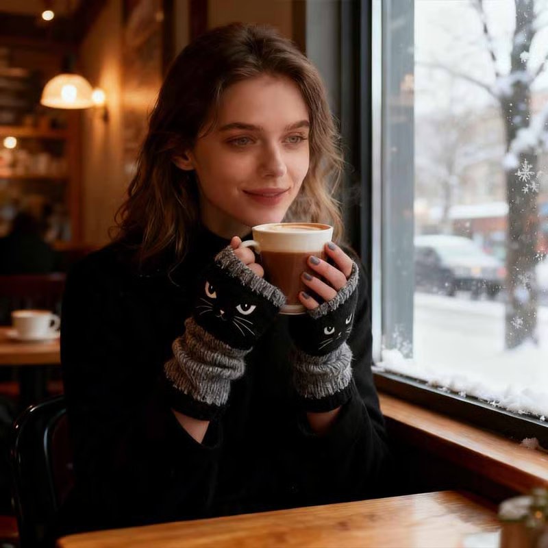 🎁Last Day Promotion 50% OFF🐱 Cute Women’s Knitted Cat Gloves — For Warm Hands & Free Fingers🧶