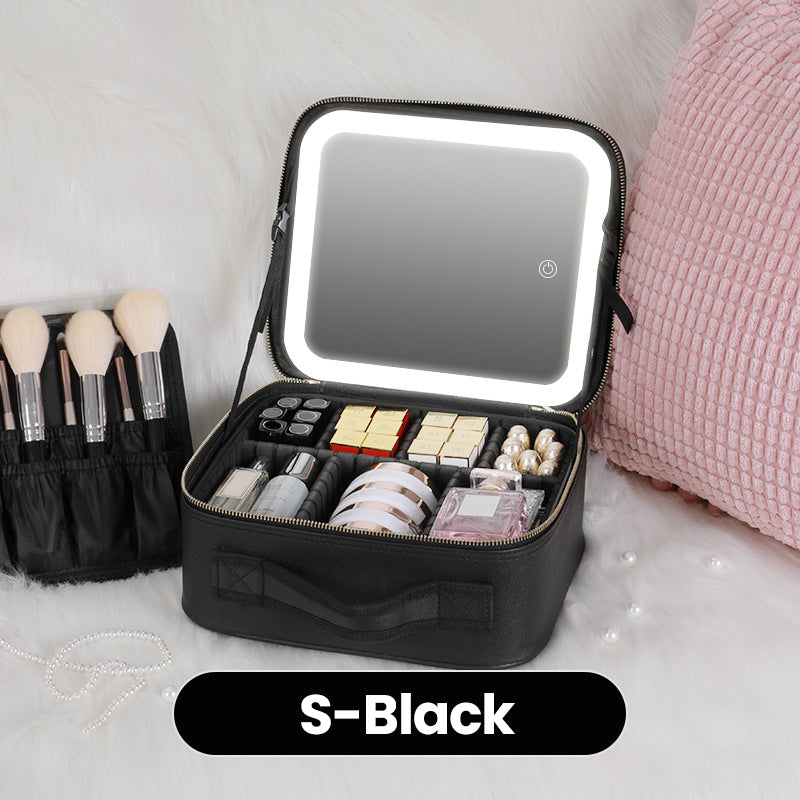 💄50% OFF!🎁Flawless Makeup Anywhere – Portable LED Mirror Makeup Bag!✨