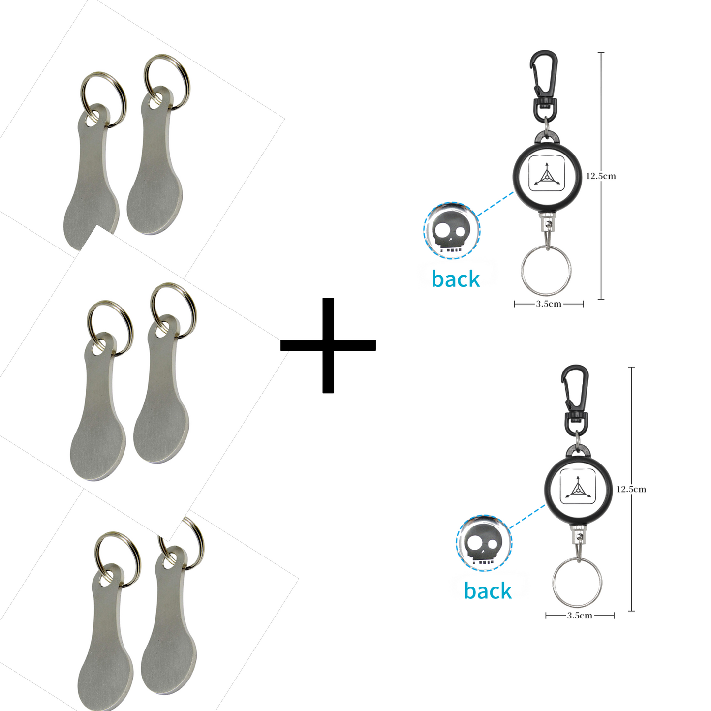 2 Pieces Stainless Steel Shopping Trolley Token Keyrings