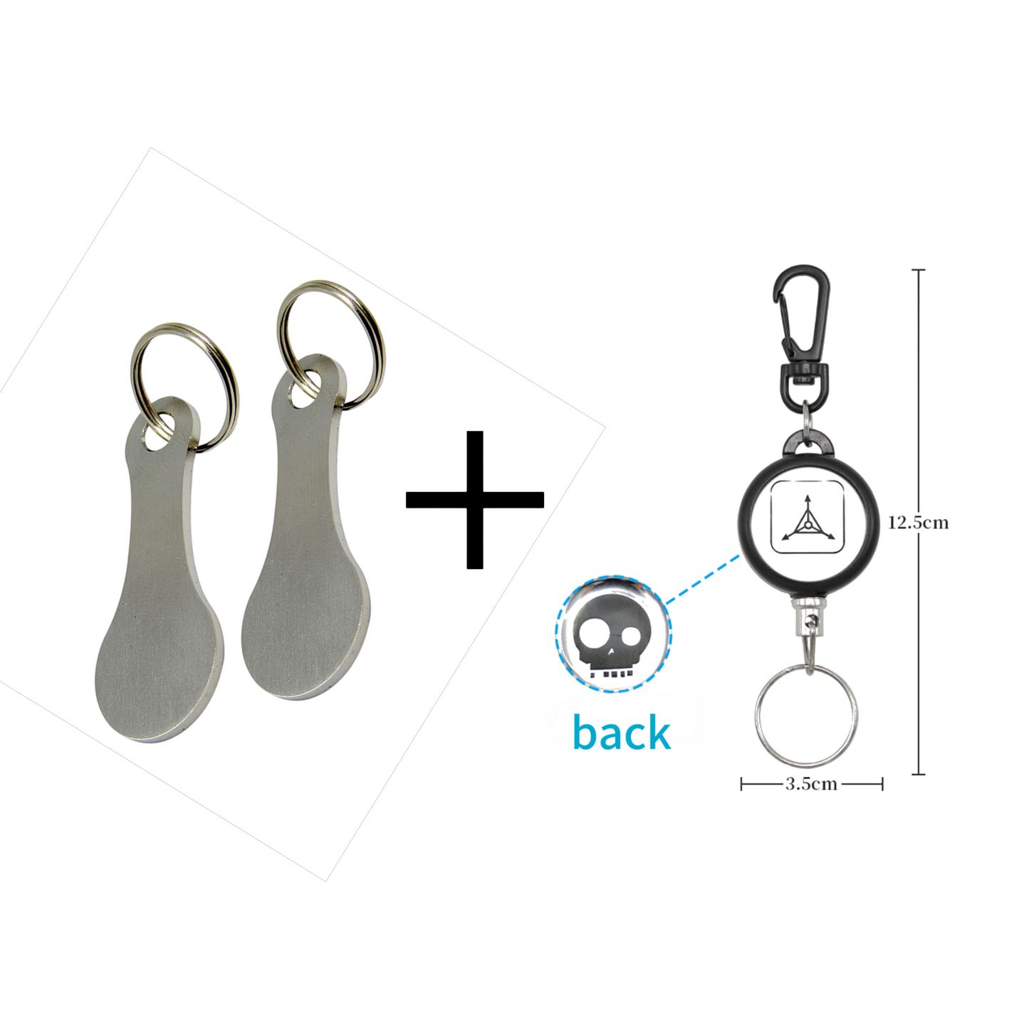 2 Pieces Stainless Steel Shopping Trolley Token Keyrings