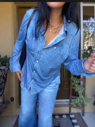 🌙 Denim Dreams Pajama Set – Cozy Fit, Soft Denim‑Look Loungewear for All Night Comfort 🌟