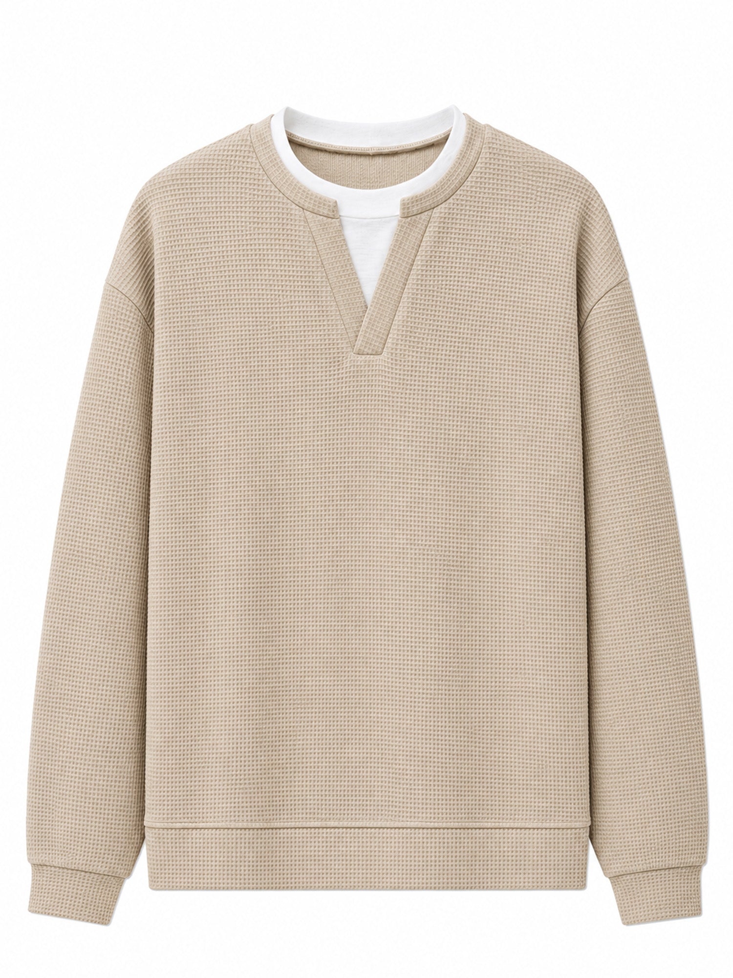 ✨ Timeless Comfort | Men's Textured Waffle Layered-Look Long-Sleeve Tee