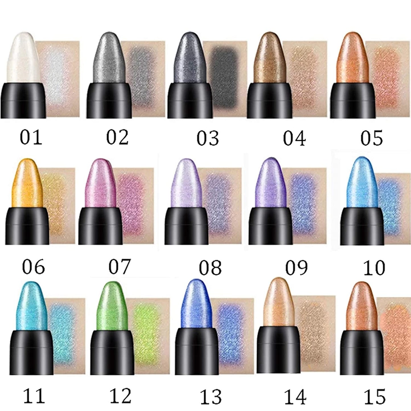 🎉15 Color Highlighter Eyeshadow Pencil Waterproof Glitter Eye Shadow Eyeliner Pen