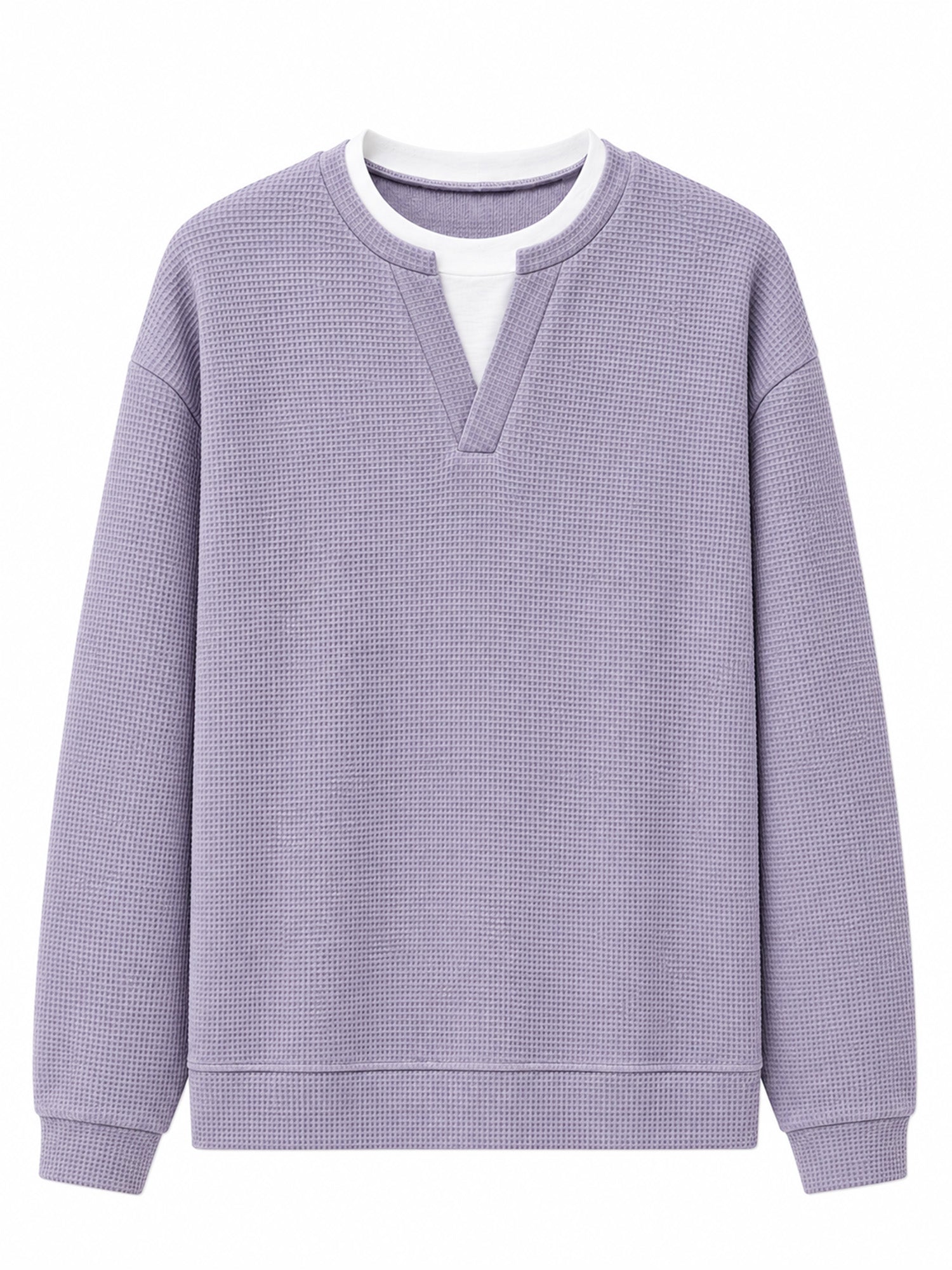 ✨ Timeless Comfort | Men's Textured Waffle Layered-Look Long-Sleeve Tee