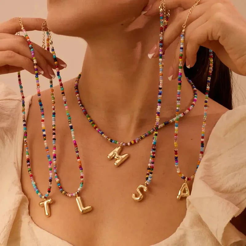 💜LAST DAY PROMOTION - 50%OFF💜 Letter Beaded Necklace for Women🔤A-Z