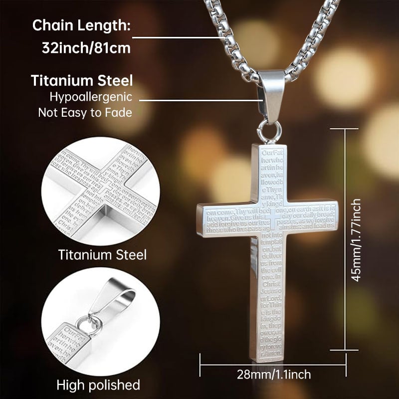 🎉Buy 1 Get 1 Free🎉Lord's Prayer Scibble Cross Necklace