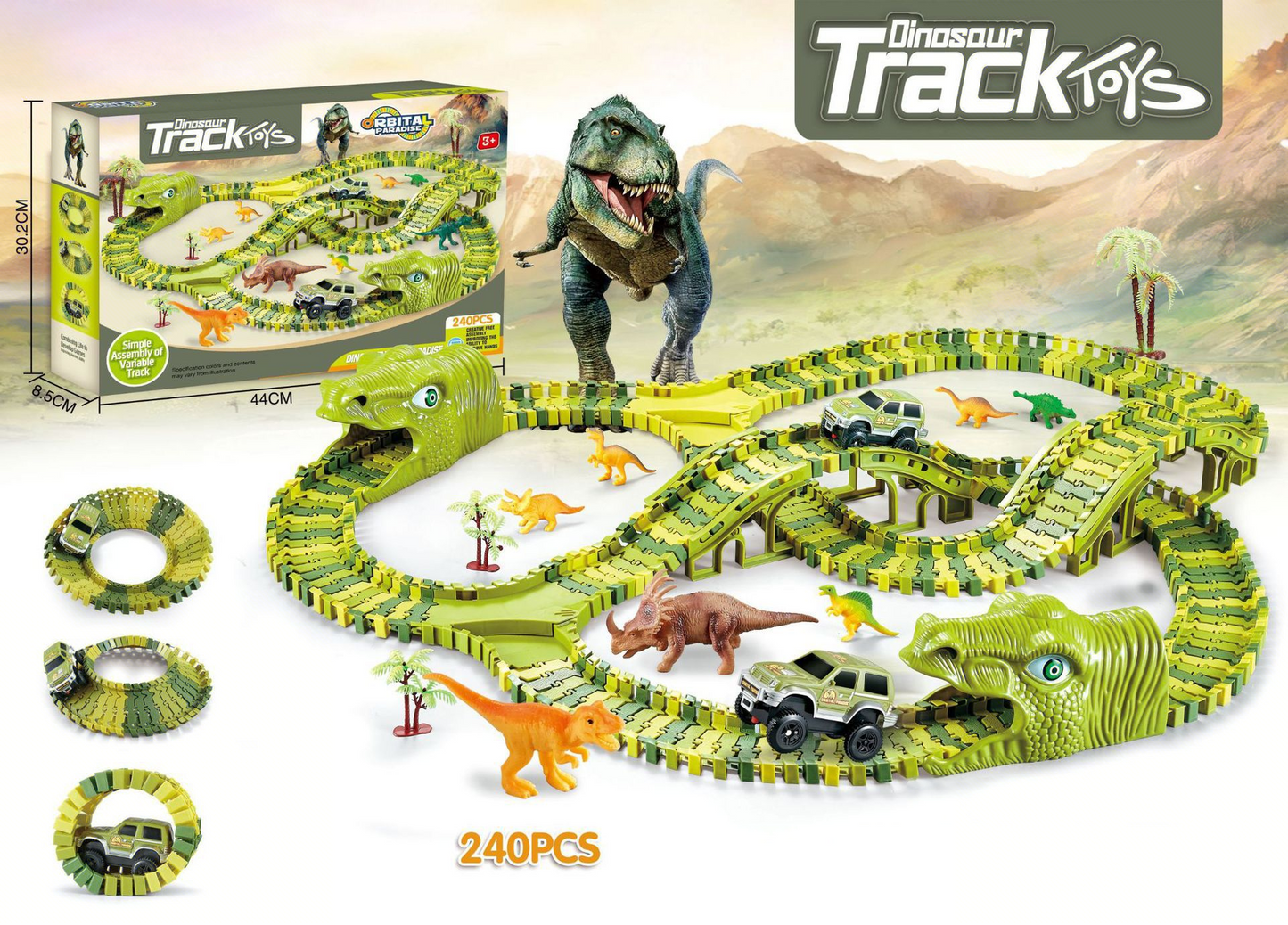 🎁Christmas Special Sale: Up to 50% Off!💝🦖Creative Dinosaur Theme Track Toy Set
