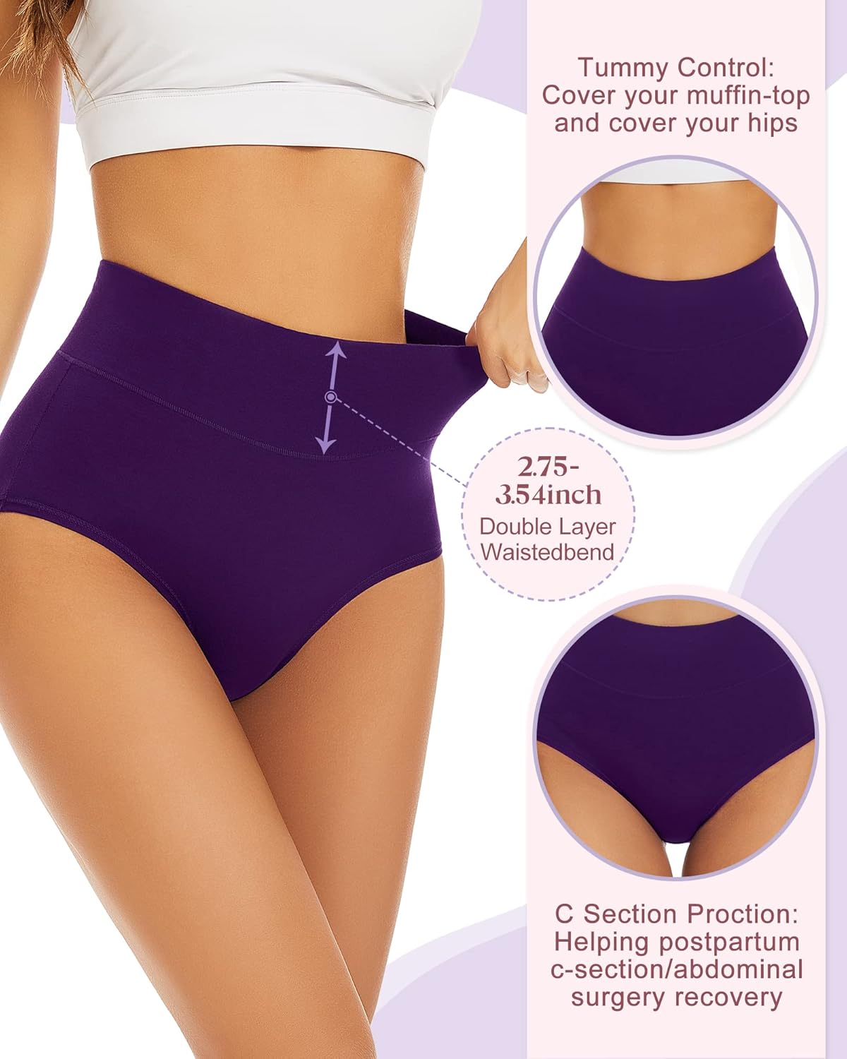 🎁Buy 1 Get 5 Packs✨Plus Size High-Waist Hip-Lifting Cotton Panties for Women