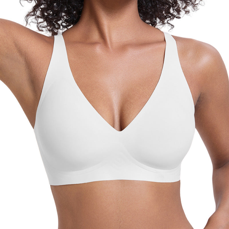 💗LAST DAY Special Price £12.99!⚡50K+ SOLD!!💕 Jelly Wireless Womens Comfortable Wireless Bras Push Up Bralettes Seamless Tshirts Bras Deep V Everyday Bras