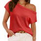 ⏰Hot Sale 49% OFF-🥰Womens Short Sleeve Off One Shoulder Sweater Tops