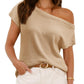 ⏰Hot Sale 49% OFF-🥰Womens Short Sleeve Off One Shoulder Sweater Tops
