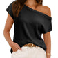 ⏰Hot Sale 49% OFF-🥰Womens Short Sleeve Off One Shoulder Sweater Tops