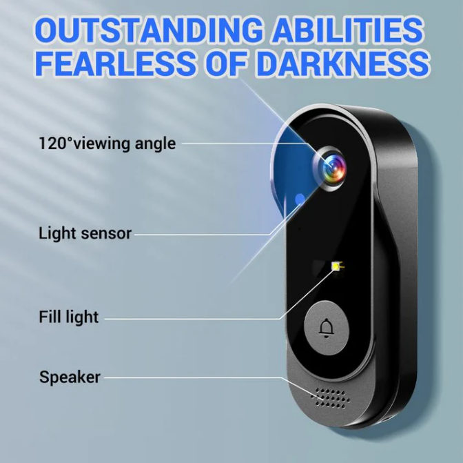 Wireless doorbell camera: 1080P, 170° angle, 4.3-inch screen, IPX65 outdoor waterproof, night vision