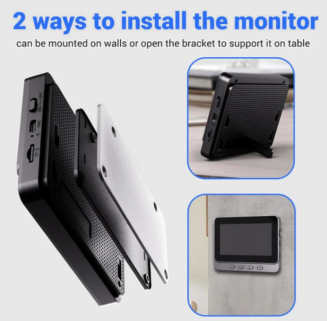 Wireless doorbell camera: 1080P, 170° angle, 4.3-inch screen, IPX65 outdoor waterproof, night vision