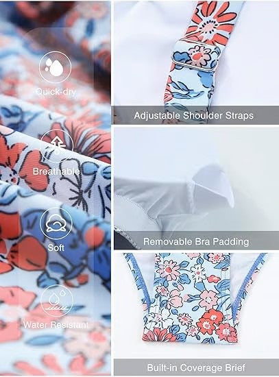 💥Last Day Special Sale 49% OFF🩱Women Vintage Tummy Control Two Piece Tankini Swimsuits