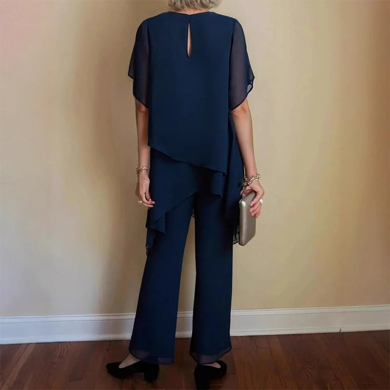 💎 50% OFF! 💎 Charming Irregular Top & Wide Leg Pants Set – Asymmetrical Hem, Flowy Double Layer & All-Day Elegance 👗✨