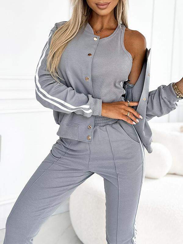 🔥Women's three-piece baseball jacket and pants set