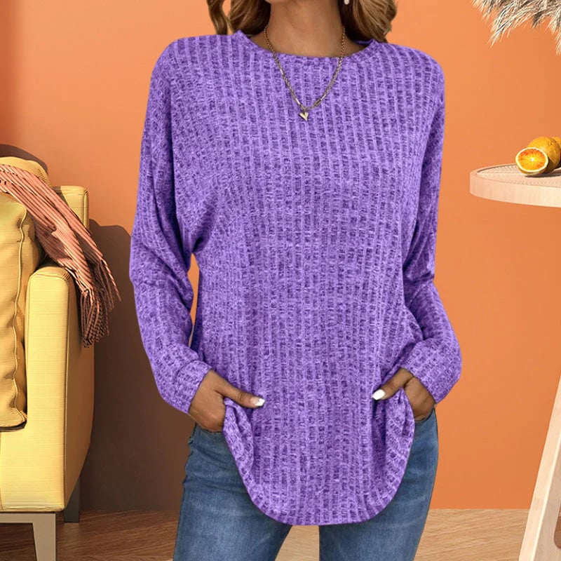 🎁Casual Long-Sleeve Top – Soft Knit, Loose Fit & Versatile Style for All Body Types 🌸🧥