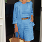 Women’s Casual Two-Piece Open Front Top & Bermuda Shorts Set
