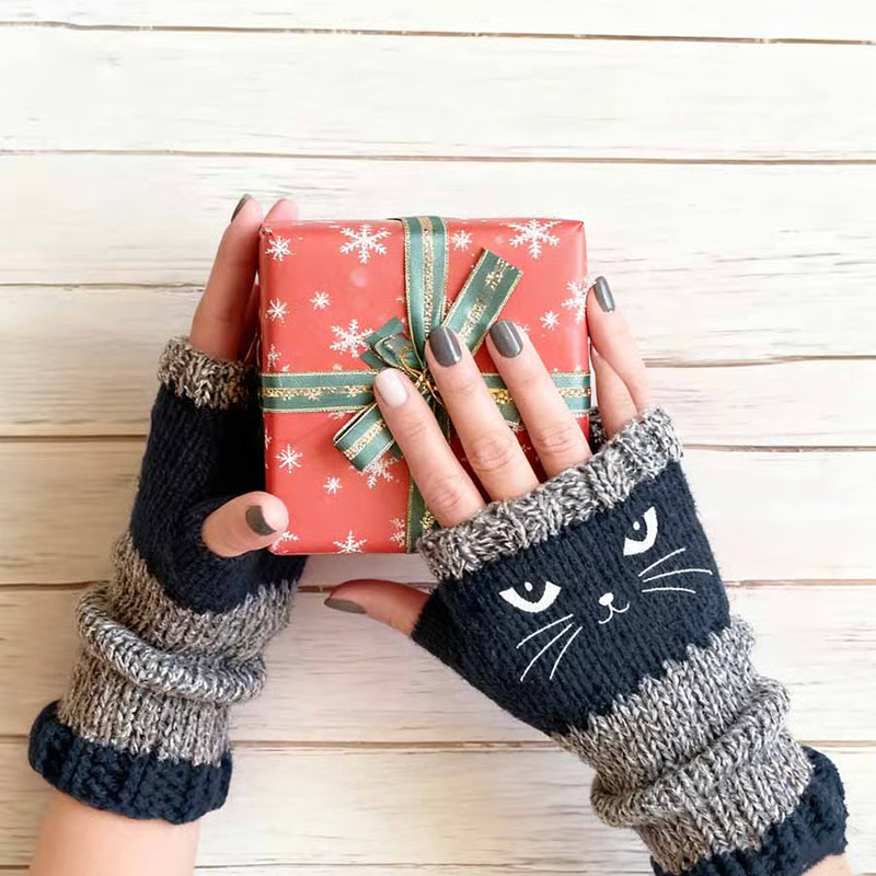 🎁Last Day Promotion 50% OFF🐱 Cute Women’s Knitted Cat Gloves — For Warm Hands & Free Fingers🧶
