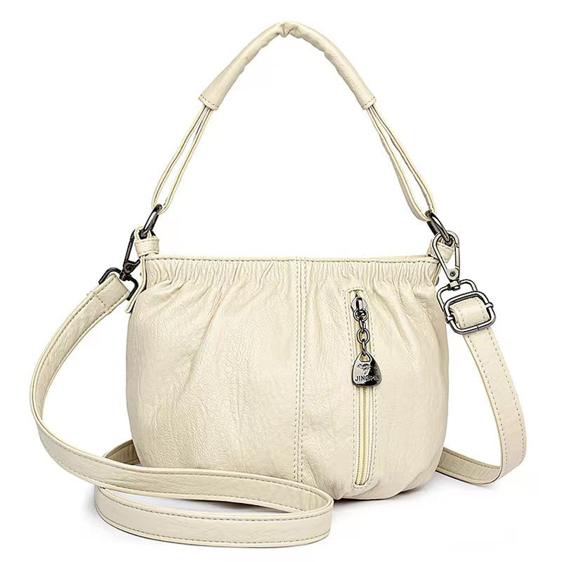🔥Casual Pleated Bucket Soft Leather Handbag Shoulder Bag
