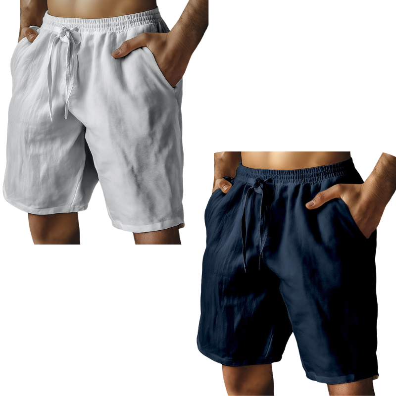 （S-3XL）🌿Men's Elastic Drawstring Solid Cotton Linen Shorts