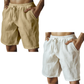 （S-3XL）🌿Men's Elastic Drawstring Solid Cotton Linen Shorts