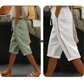 Women's Summer Capri Pants with Lace Cutout Detail
