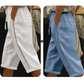 Women's Summer Capri Pants with Lace Cutout Detail