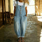 Women's Casual Baggy Denim Overalls with Pockets