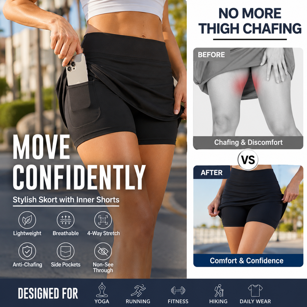 💥 Last Day! Special Sale – Only £12.99 👚Anti-Chafing Active Skort – Super soft and comfortable🔥