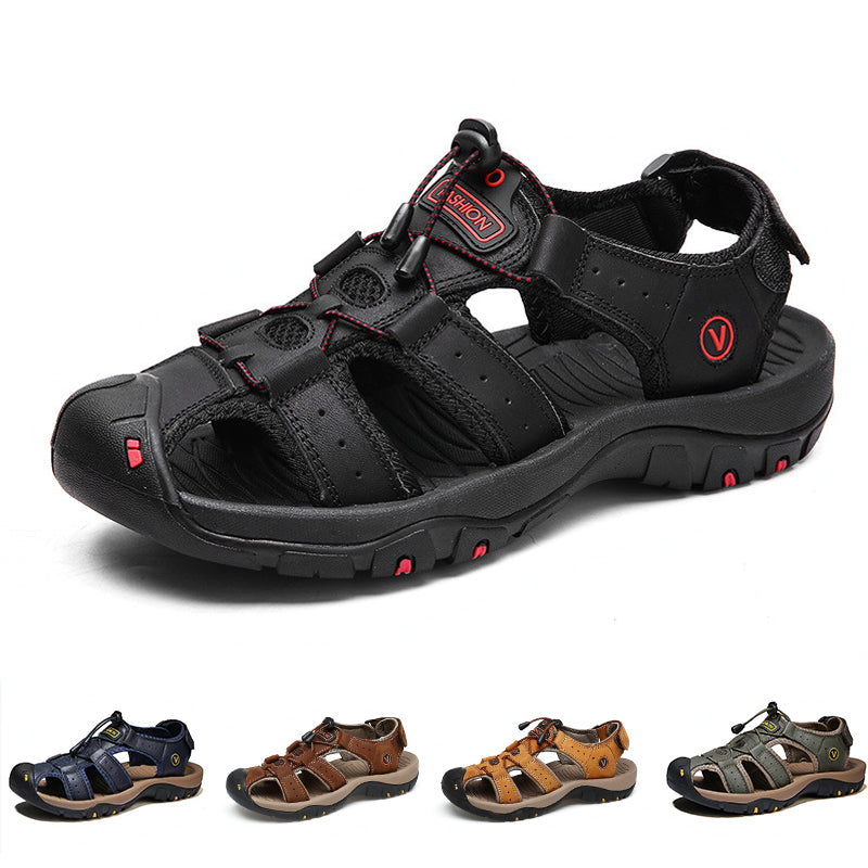 👟 2026 Sale — Over 16,000 Sold!🔥 Men's Genuine Leather Beach Shoes – Anti-Slip Sole 🏖️
