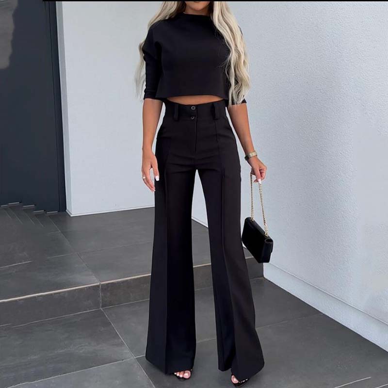 ⏳Time-Limited Special⏰Women's Elegant Crop Top & Wide-Leg Pants Set👖